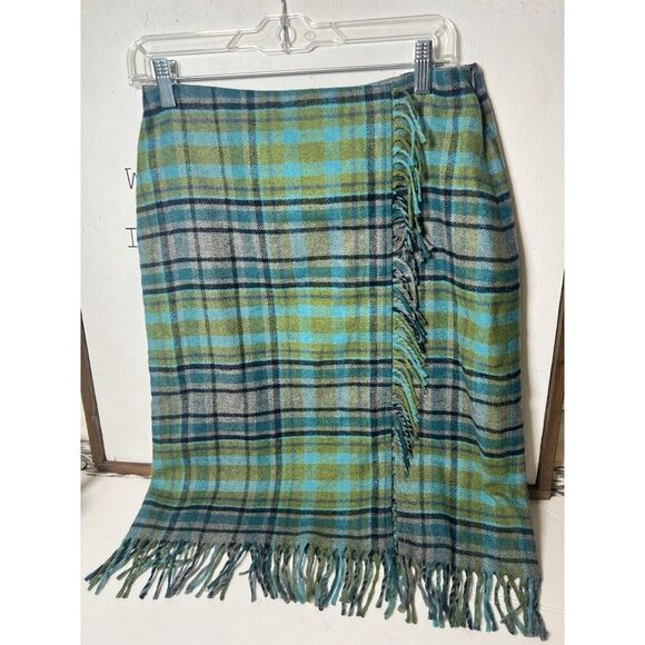 J Jill Skirt 6P Green Plaid Wrap Pencil Straight Y2K Twee Dark Academia      X - Picture 2 of 9